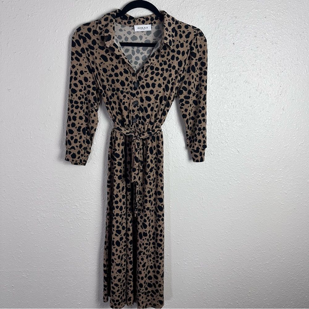 Gilli Chic Animal Print Long Sleeve Dress Size XS